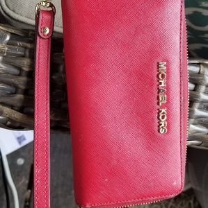 Micheal Kors Red Leather Wallet/ phone  case
